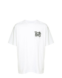 T-shirt à col rond imprimé blanc et noir Stampd