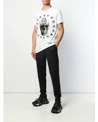 T-shirt à col rond imprimé blanc et noir Philipp Plein