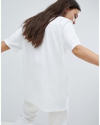 T-shirt à col rond imprimé blanc et noir Converse