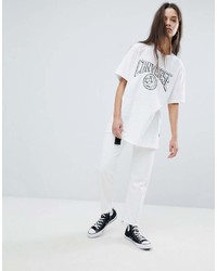 T-shirt à col rond imprimé blanc et noir Converse