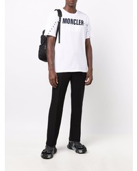 T-shirt à col rond imprimé blanc et noir Moncler