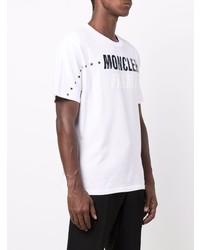 T-shirt à col rond imprimé blanc et noir Moncler