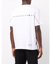 T-shirt à col rond imprimé blanc et noir Moncler