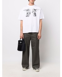 T-shirt à col rond imprimé blanc et noir Acne Studios