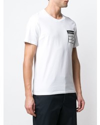 T-shirt à col rond imprimé blanc et noir Maison Margiela