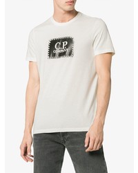 T-shirt à col rond imprimé blanc et noir CP Company