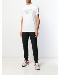 T-shirt à col rond imprimé blanc et noir Emporio Armani