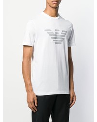 T-shirt à col rond imprimé blanc et noir Emporio Armani