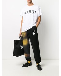 T-shirt à col rond imprimé blanc et noir Amiri