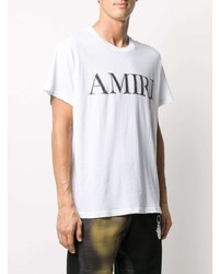 T-shirt à col rond imprimé blanc et noir Amiri