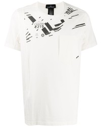 T-shirt à col rond imprimé blanc et noir Stone Island Shadow Project