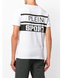 T-shirt à col rond imprimé blanc et noir Plein Sport