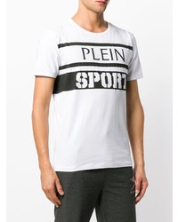 T-shirt à col rond imprimé blanc et noir Plein Sport