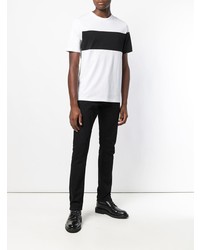 T-shirt à col rond imprimé blanc et noir Helmut Lang