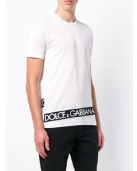 T-shirt à col rond imprimé blanc et noir Dolce & Gabbana