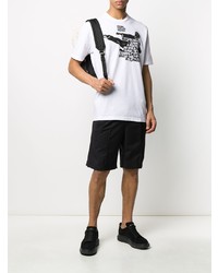 T-shirt à col rond imprimé blanc et noir DSQUARED2