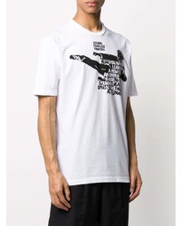 T-shirt à col rond imprimé blanc et noir DSQUARED2