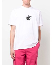 T-shirt à col rond imprimé blanc et noir Stussy