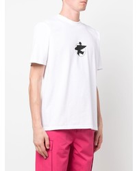 T-shirt à col rond imprimé blanc et noir Stussy