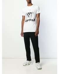 T-shirt à col rond imprimé blanc et noir Philipp Plein