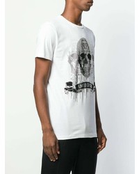 T-shirt à col rond imprimé blanc et noir Philipp Plein