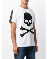 T-shirt à col rond imprimé blanc et noir Philipp Plein