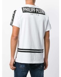 T-shirt à col rond imprimé blanc et noir Philipp Plein