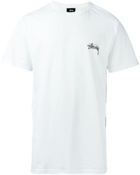 T-shirt à col rond imprimé blanc et noir Stussy