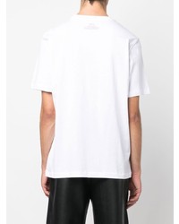 T-shirt à col rond imprimé blanc et noir Oamc