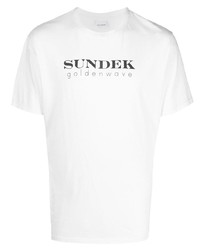T-shirt à col rond imprimé blanc et noir Sundek
