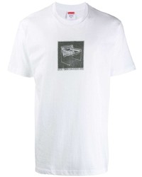 T-shirt à col rond imprimé blanc et noir Supreme