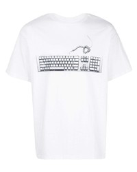 T-shirt à col rond imprimé blanc et noir Supreme