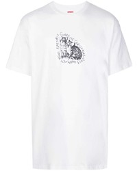 T-shirt à col rond imprimé blanc et noir Supreme