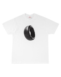 T-shirt à col rond imprimé blanc et noir Supreme