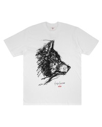 T-shirt à col rond imprimé blanc et noir Supreme