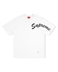 T-shirt à col rond imprimé blanc et noir Supreme