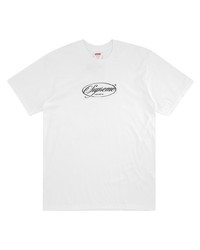 T-shirt à col rond imprimé blanc et noir Supreme