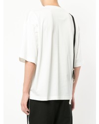 T-shirt à col rond imprimé blanc et noir Maison Mihara Yasuhiro