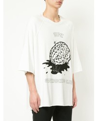T-shirt à col rond imprimé blanc et noir John Undercover
