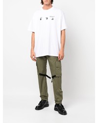 T-shirt à col rond imprimé blanc et noir Off-White