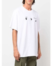 T-shirt à col rond imprimé blanc et noir Off-White