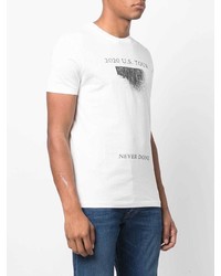 T-shirt à col rond imprimé blanc et noir Diesel