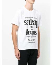 T-shirt à col rond imprimé blanc et noir The Beatles X Comme Des Garçons