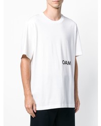 T-shirt à col rond imprimé blanc et noir Oamc