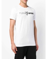 T-shirt à col rond imprimé blanc et noir Plein Sport