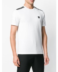 T-shirt à col rond imprimé blanc et noir Ea7 Emporio Armani