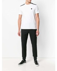 T-shirt à col rond imprimé blanc et noir Ea7 Emporio Armani