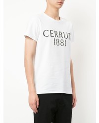 T-shirt à col rond imprimé blanc et noir Cerruti 1881