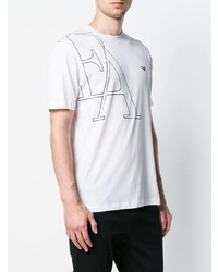 T-shirt à col rond imprimé blanc et noir Emporio Armani