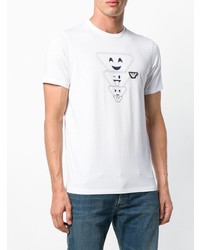 T-shirt à col rond imprimé blanc et noir Emporio Armani